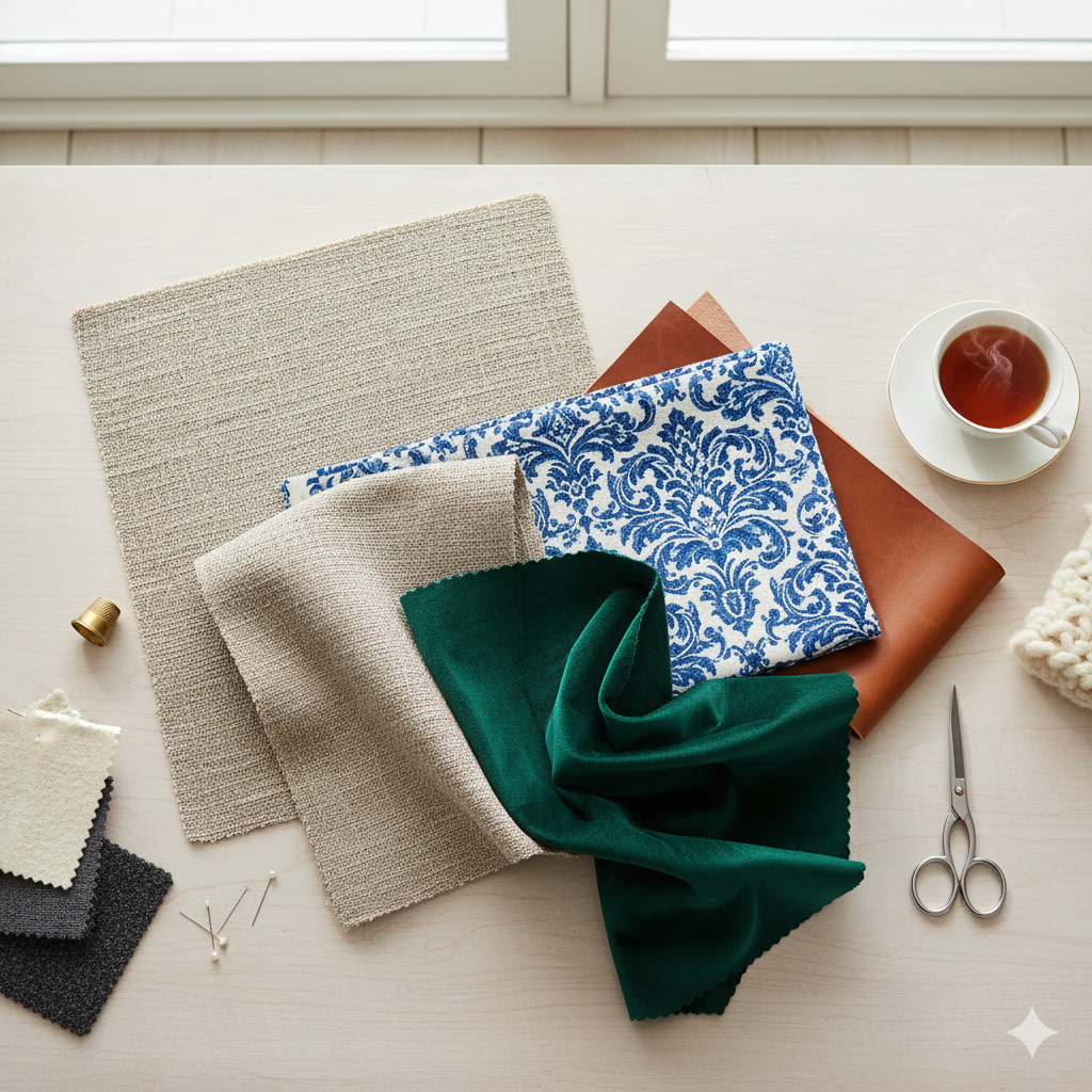 Upholstery adalah Ilmu dan Seni di Balik Sofa Nyaman Anda 3 flat lay kain 1