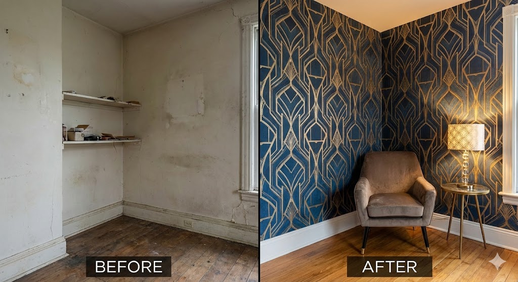 Cara Memasang Wallpaper Dinding Sendiri: Panduan Taktis untuk Hasil Presisi 4 before after memakai wallpaper