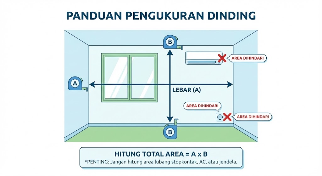 cara mengukur luas dinding