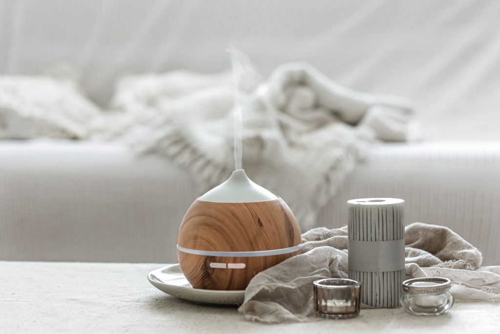 still life with aroma diffuser humidify air interior decor details scandinavian style
