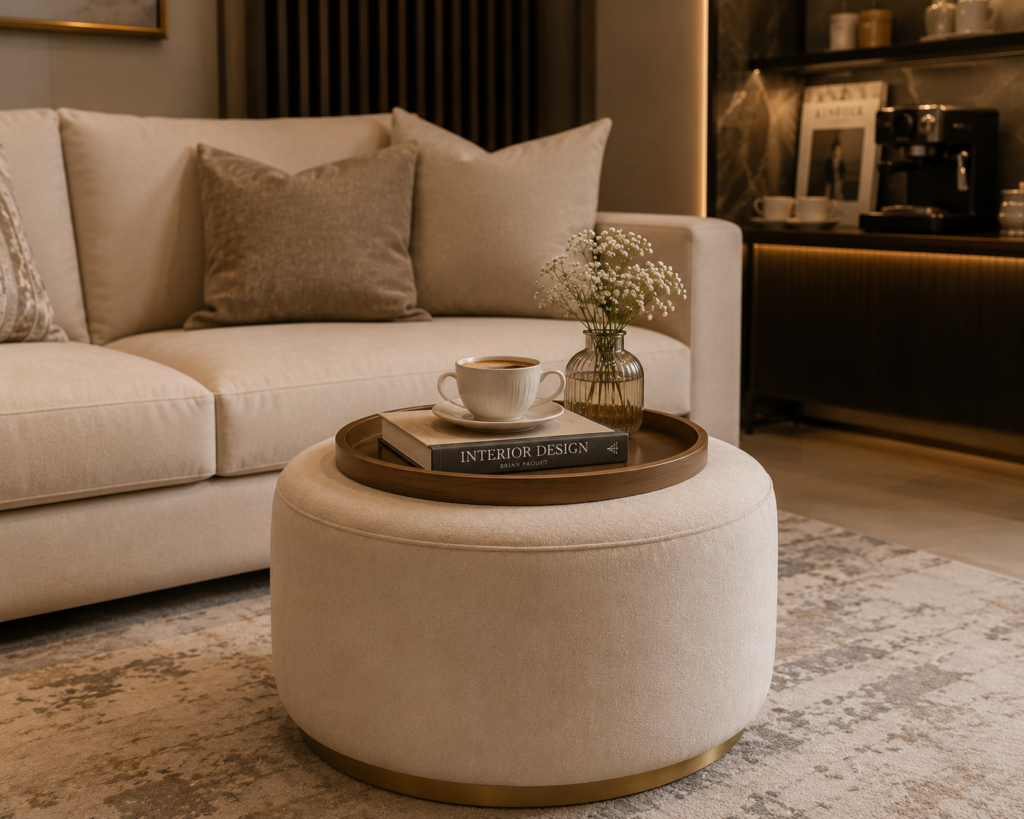 Kursi Ottoman sebagai coffee table