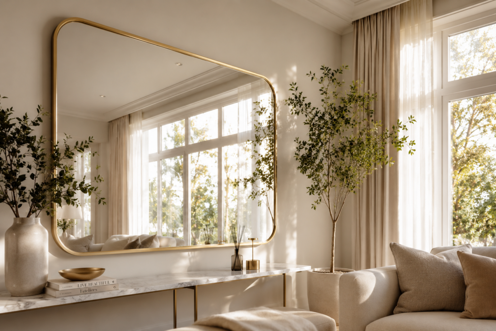 Interior rumah konsep Zen dengan warna netral dan earth tone