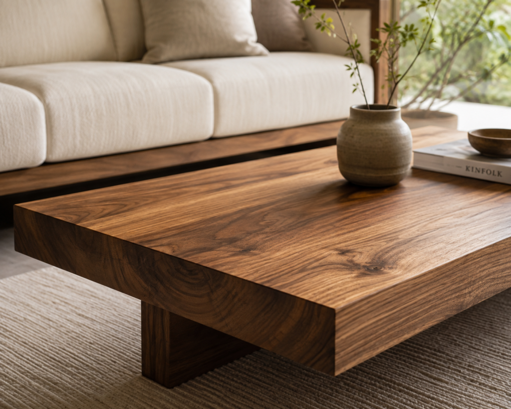 Furniture kayu solid untuk interior rumah konsep Zen