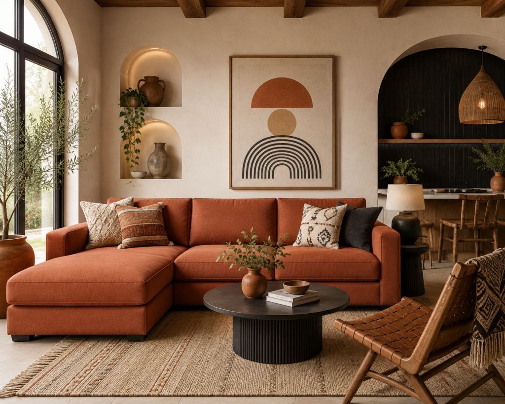 sofa warna terracota